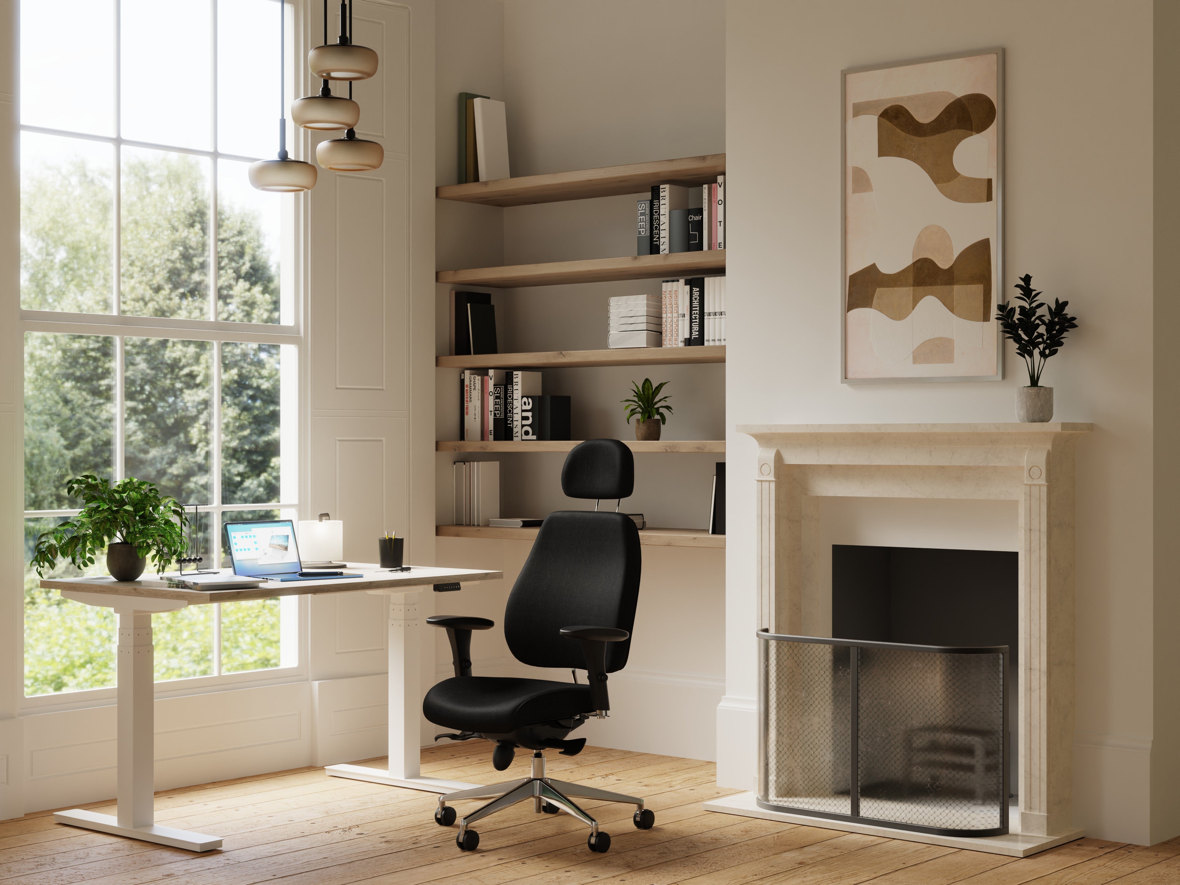 Air Height Adjustable Desk With Cable Ports