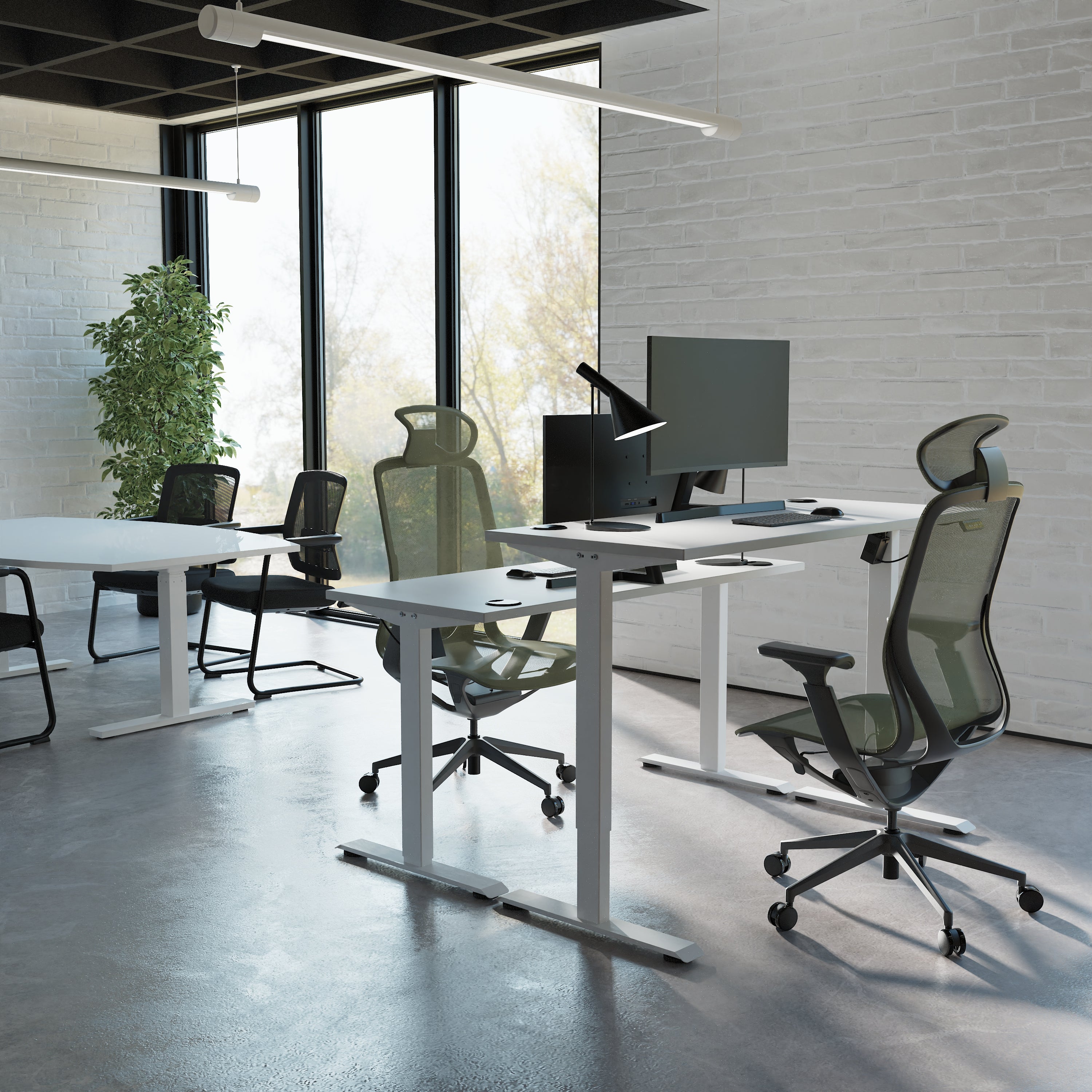 Air Lite Height Adjustable Slimline Desk With Cable Ports