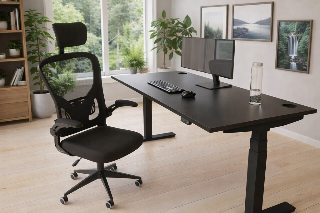 Air Height-Adjustable Black Series Slimline Desk With Cable Ports